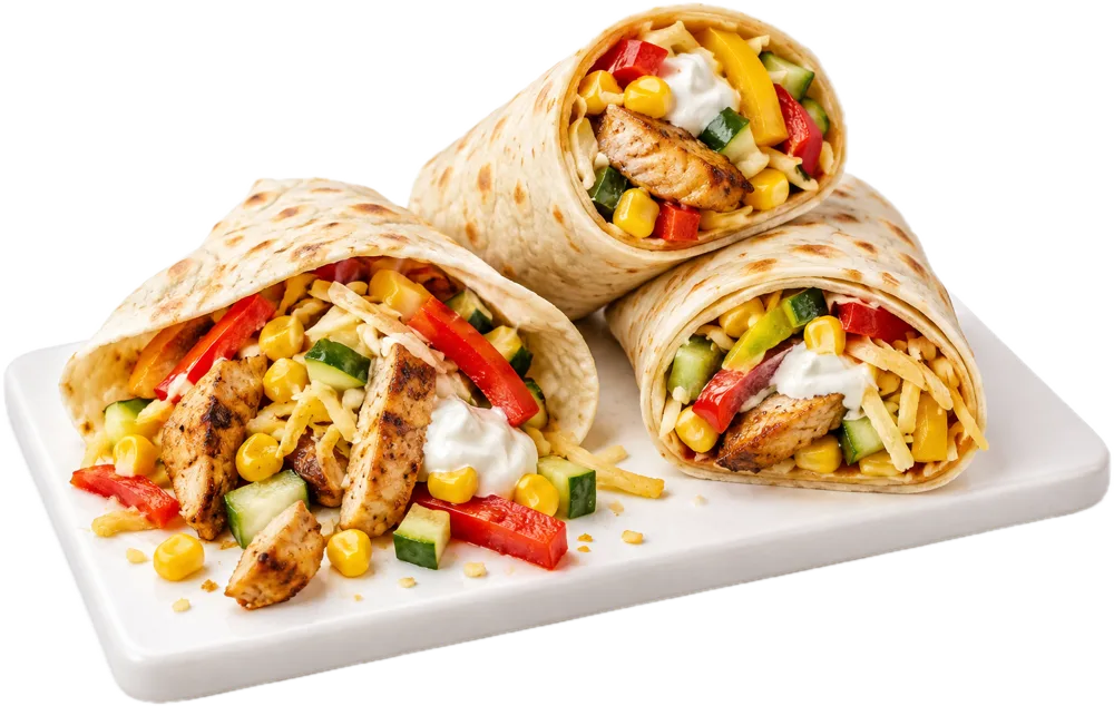 Wraps met kip, paprika en maïs